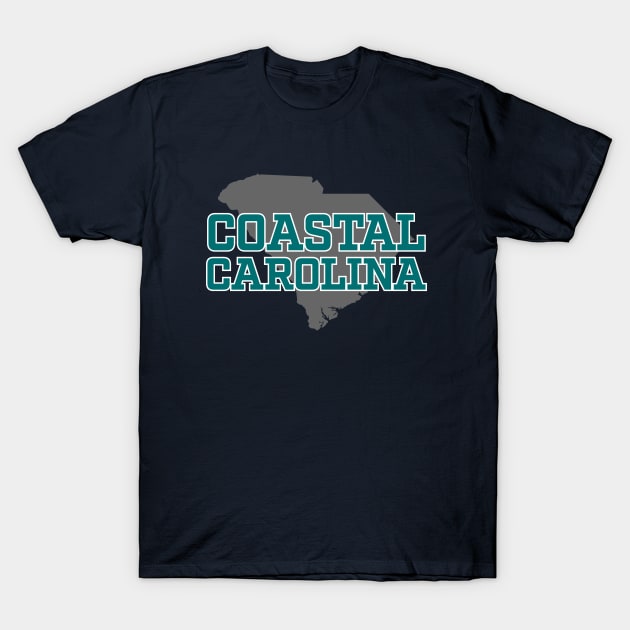 Coastal Carolina - South Carolina Gray Outline T-Shirt by TGKelly